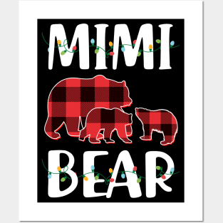 Mimi Bear Red Plaid Christmas Pajama Matching Family Gift Posters and Art